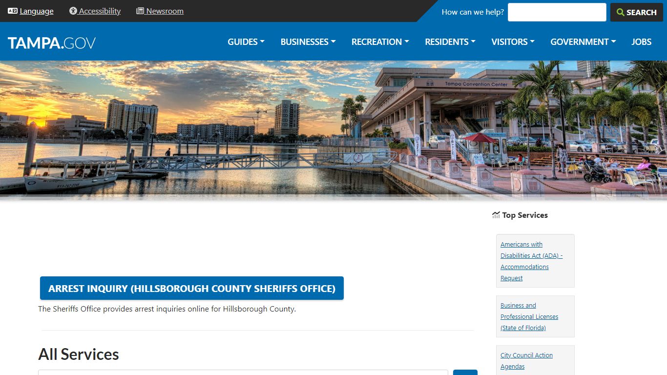 Arrest Inquiry (Hillsborough County Sheriffs Office) - City of Tampa